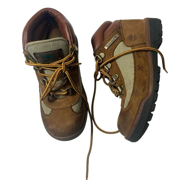 Timberland Field Boots Big Kids Unisex Premium Leather/Nubuck Tan sz 1 - Picture 1 of 7